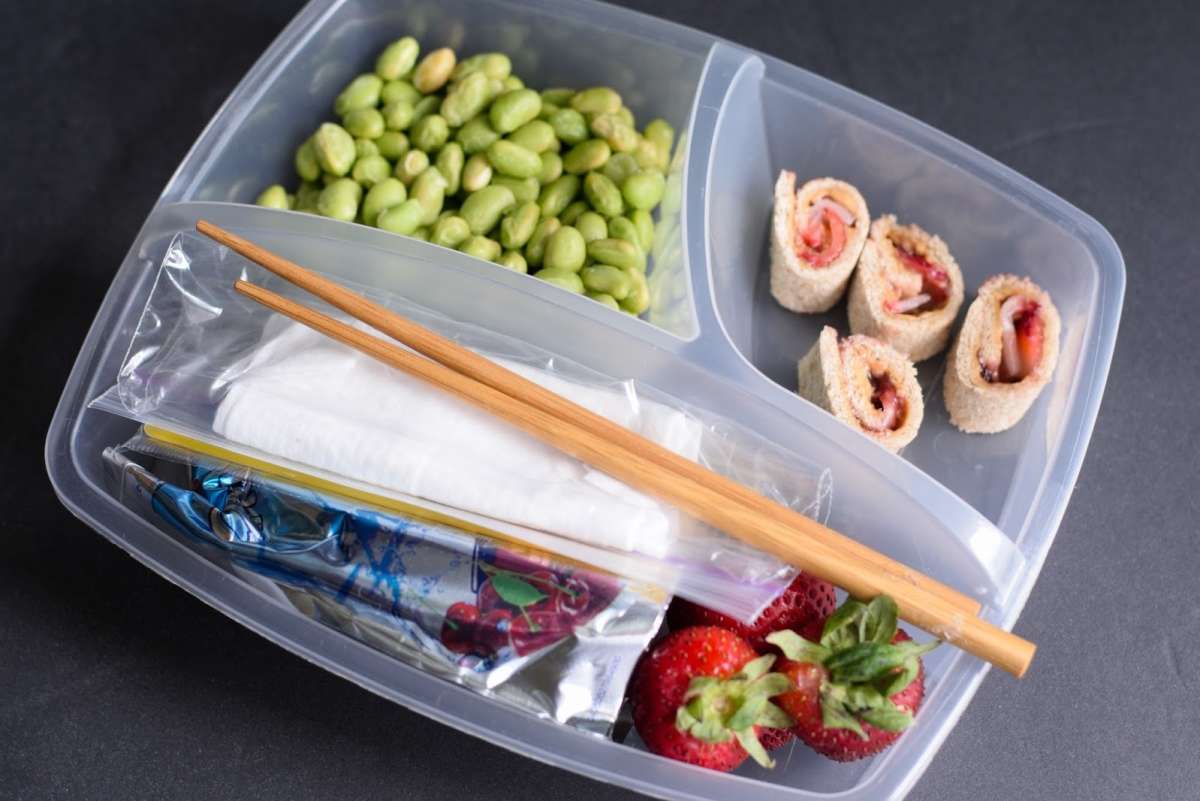 back to school lunches peanut butter and jelly sushi