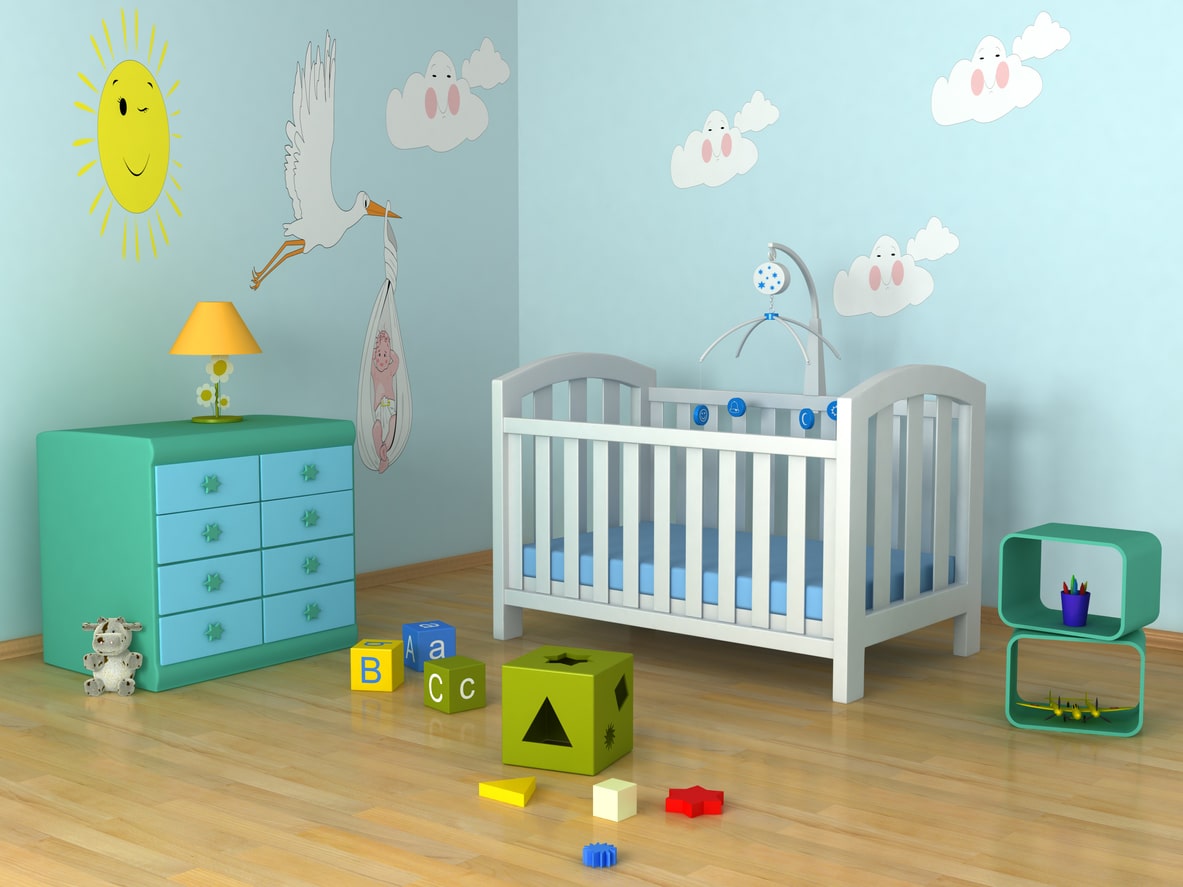 Bird-themed nursery for baby.