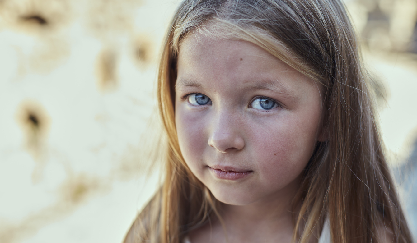 young girl with blue eyes
