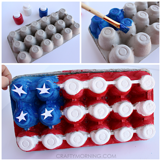Egg carton american flag memorial day crafts kids