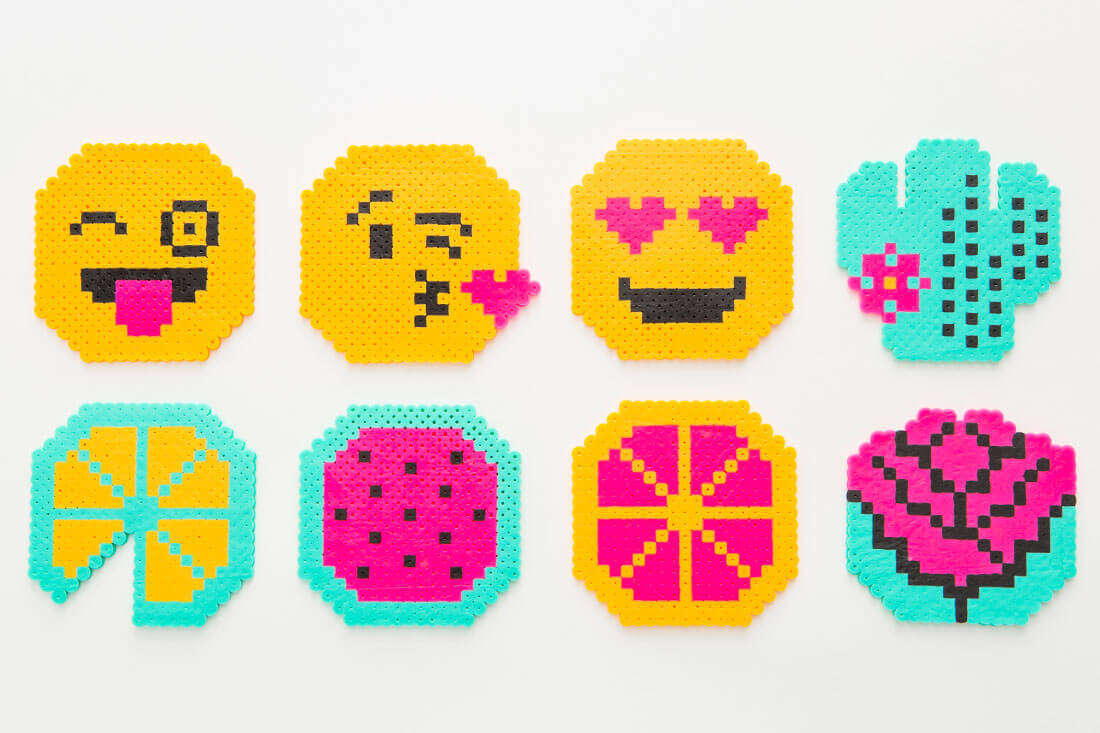 emoji perler coasters
