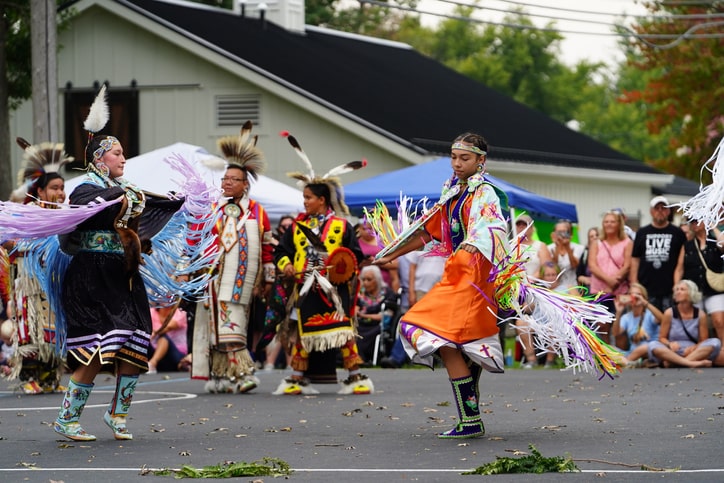 Native Americans of the Ho-Chunk Nation performed native dances and rituals in front of spectators.