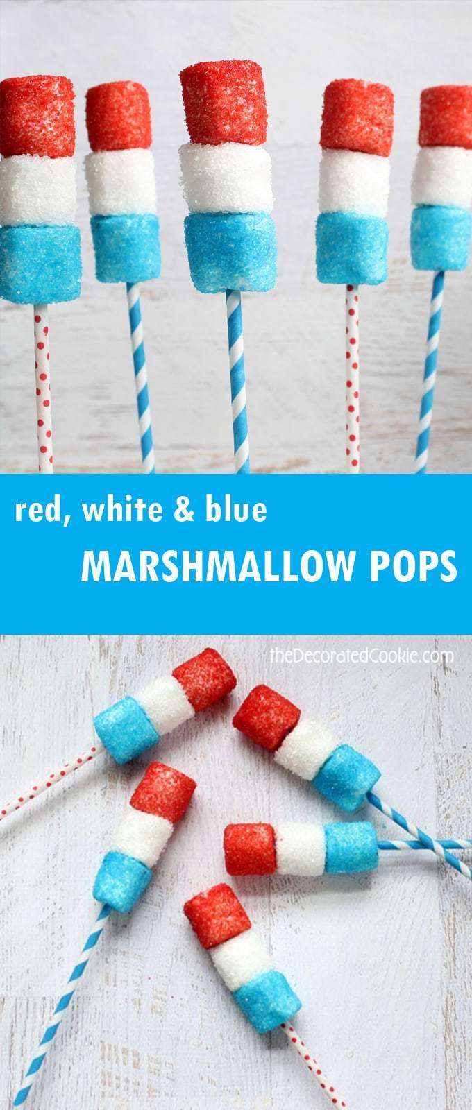 fourth of july marshmellow pops