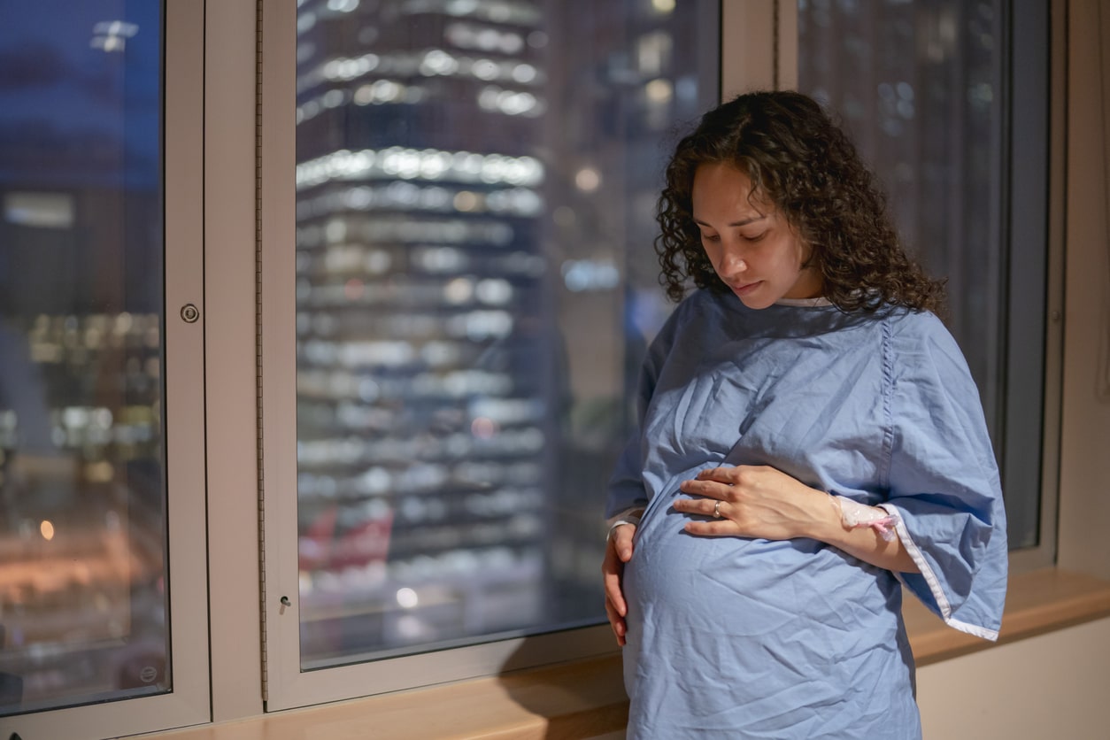 Pregnant woman at the hospital for membrane sweep induced labor