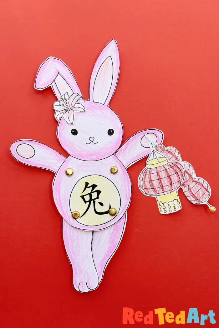Paper rabbit craft for lunar new year 2023