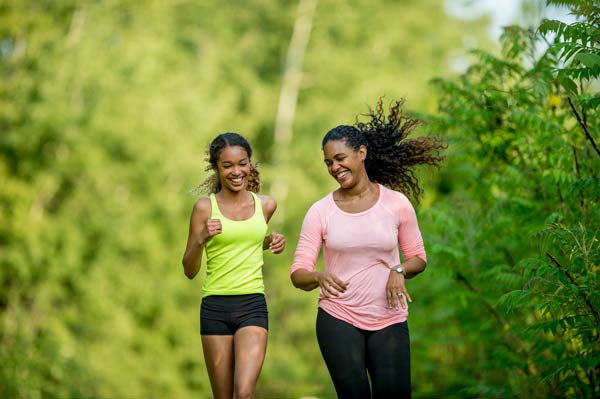 mom helping teen with body image while running