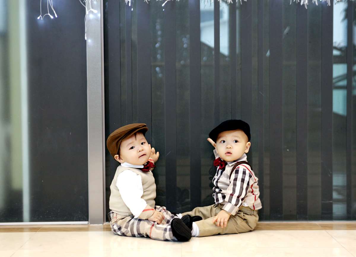 Having twins means double the adorable outfits. Twin boys dressed up