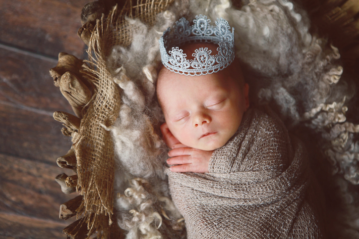 royal baby boy in silver crown 
