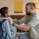 child getting ready for school
