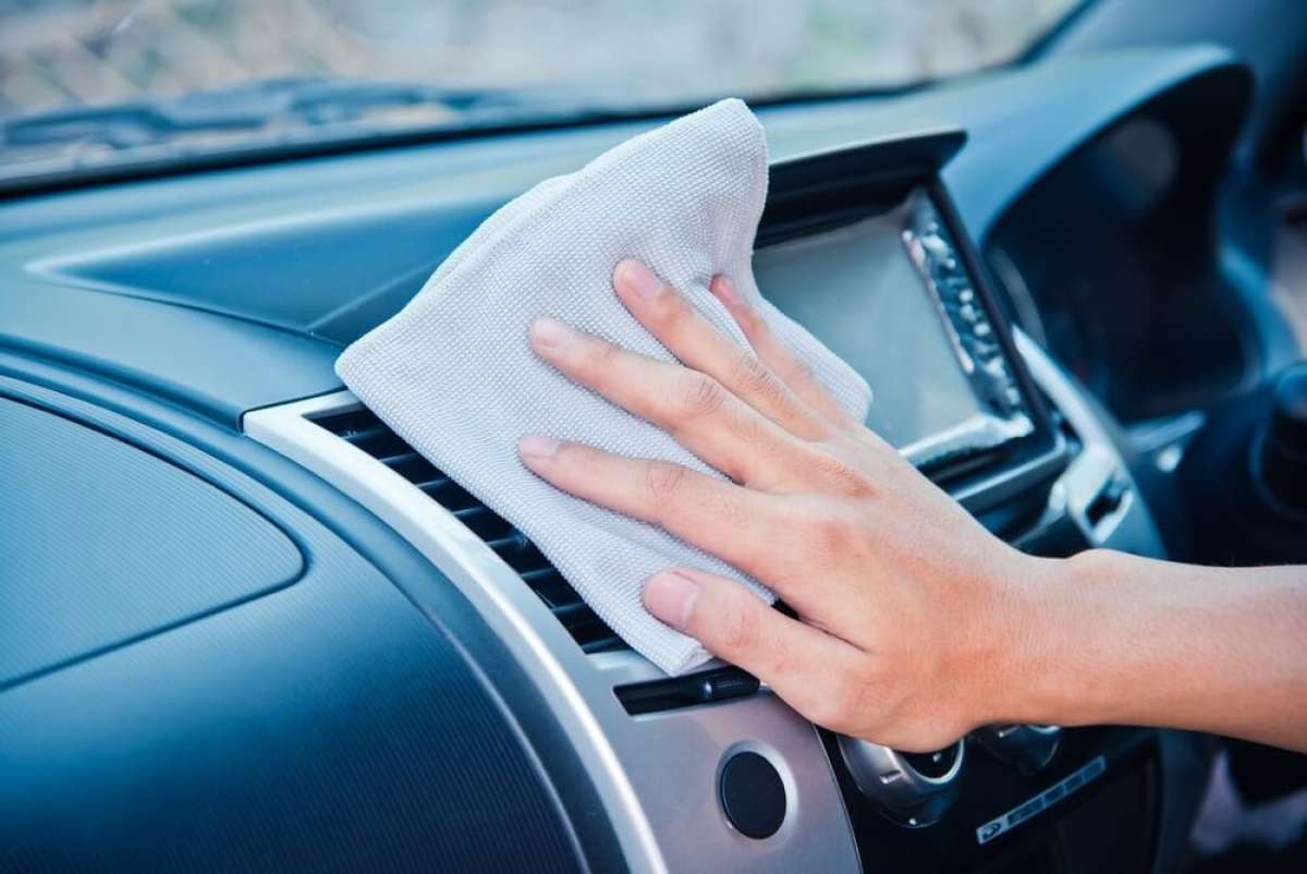 Using Rag to Clean Car Dashboard