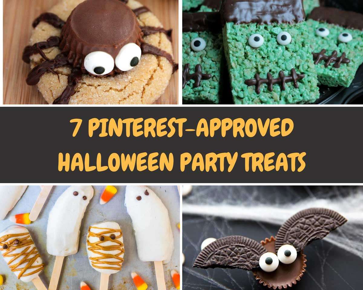 Collage of Halloween snacks