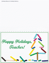 Happy Holidays, Teacher printable card