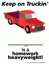 "Keep On Truckin'" Homework Reward Certificate