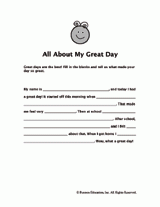All About My Great Day: Fill-in-the-Blank