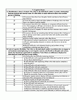 Characteristics Checklist for Asperger's Syndrome: Cognitive Issues