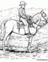Horse and Cowboy Coloring Page