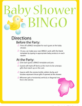 Baby Shower Bingo Printable Game Cards