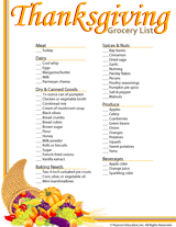 Printable Thanksgiving Grocery List