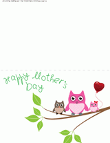 Owl Family Printable Mother's Day Card