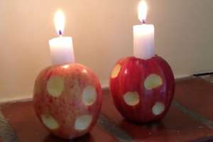 Rosh Hashanah Apple Candlesticks Craft