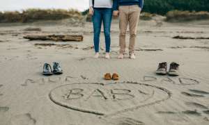 baby name announcement on beach