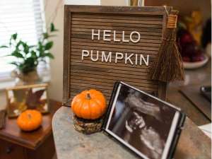 Thanksgiving Pregnancy Announcement Board with Sonogram