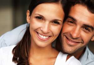 Close up of attractive couple smiling