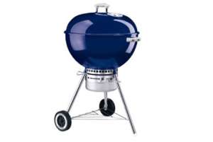 Made in the USA, blue Weber charcoal grill