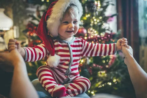 one-year-old on Christmas