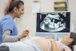 Pregnant Woman at an Ultrasound Appointment