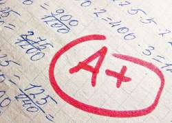 Close up of an A plus paper