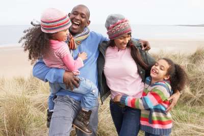 Healthy Family Taking Walk Outside