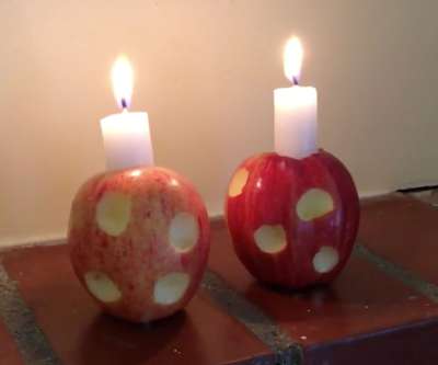 Rosh Hashanah Apple Candlesticks Craft