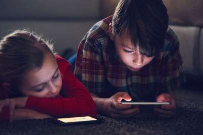 kids starting at phones