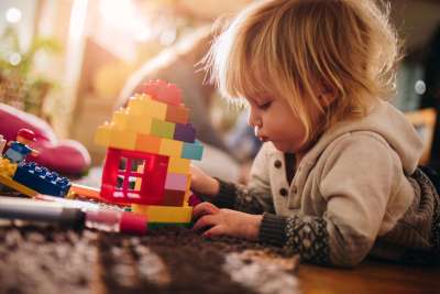 toddler playing independently