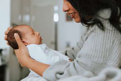mom choosing a baby name in hospital