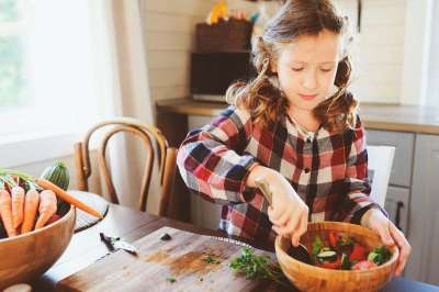 child eating vegan meal