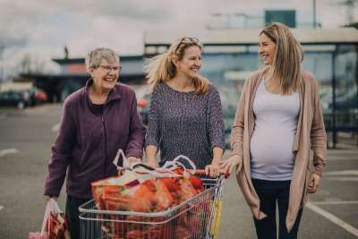 pregnant woman with mother and grandmother