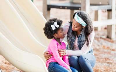 Mom correcting her child's behavior with a constructive tone of voice