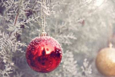 close-up of a minimalist Christmas tree 