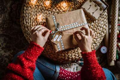 sustainable gifts wrapped for Christmas