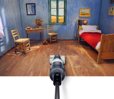Vacuuming bedroom