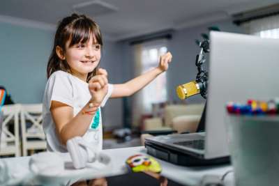 Young girl recording a tiktok video 