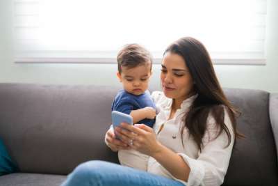 Mom on her phone