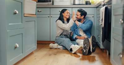 sitting on kitchen floor