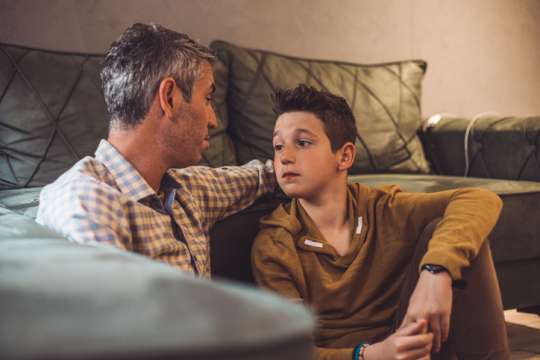 Parent talking to child