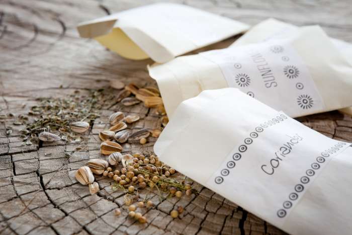 seed packets for a garden plan