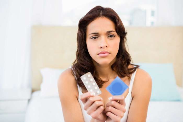Woman choosing a birth control method