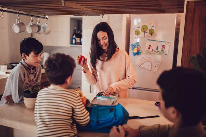 mom in busy morning routine