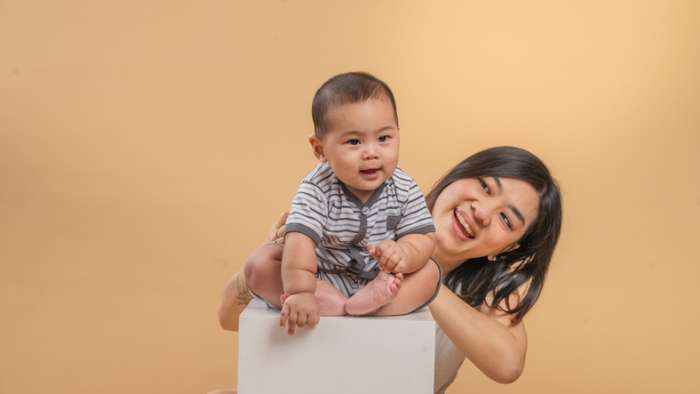 Kid and mom